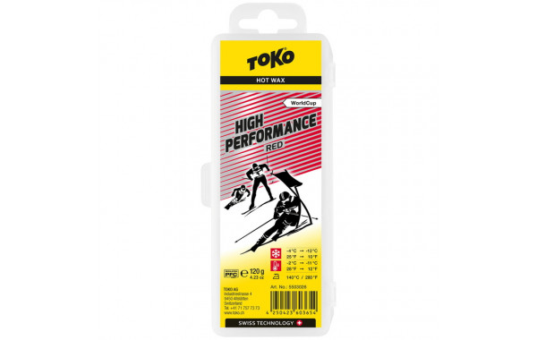 Парафин высокофтористый TOKO High Performance red (-4°С -12°С) 120 г. 600_380