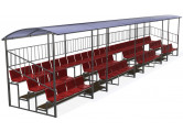 Трибуна трехрядная 60 мест с крышей и ограждениями сзади и по бокам ФСИ 11438