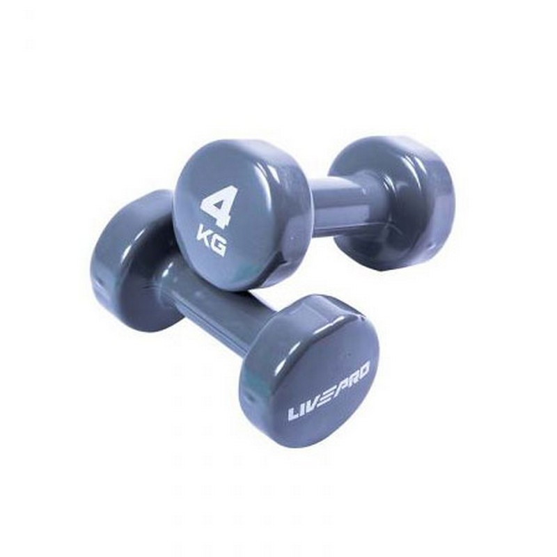 Гантели для аэробики 4 кг Live Pro Colored Studio Dumbbell LP8076-4\GY-00-00 800_800