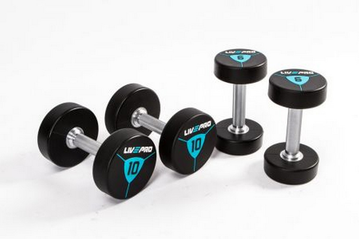 Гантели в уретане 50 кг Live Pro Premium Urethane Dumbbells LP8000-50 1200_800