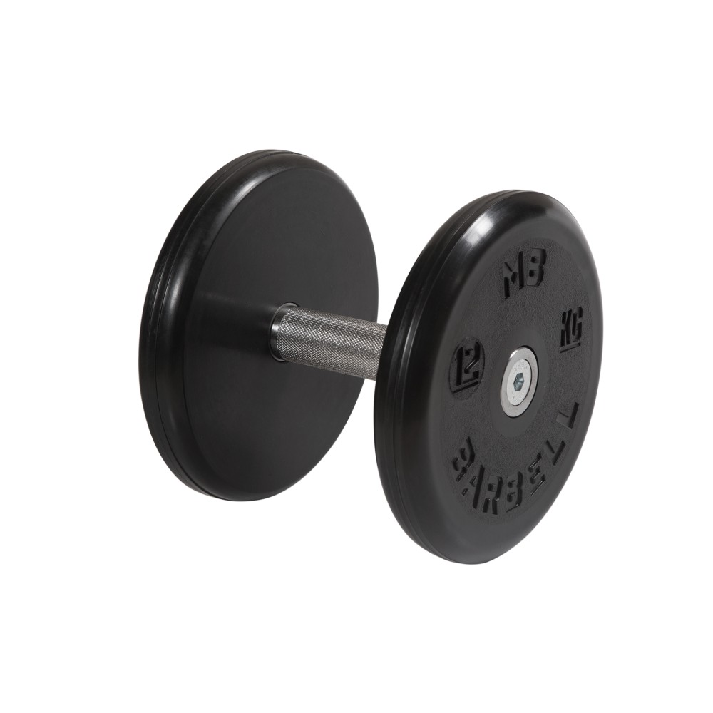 Гантель классик с вращающейся ручкой хром 12 кг MB Barbell MB-FdbEM-B12 1000_1000